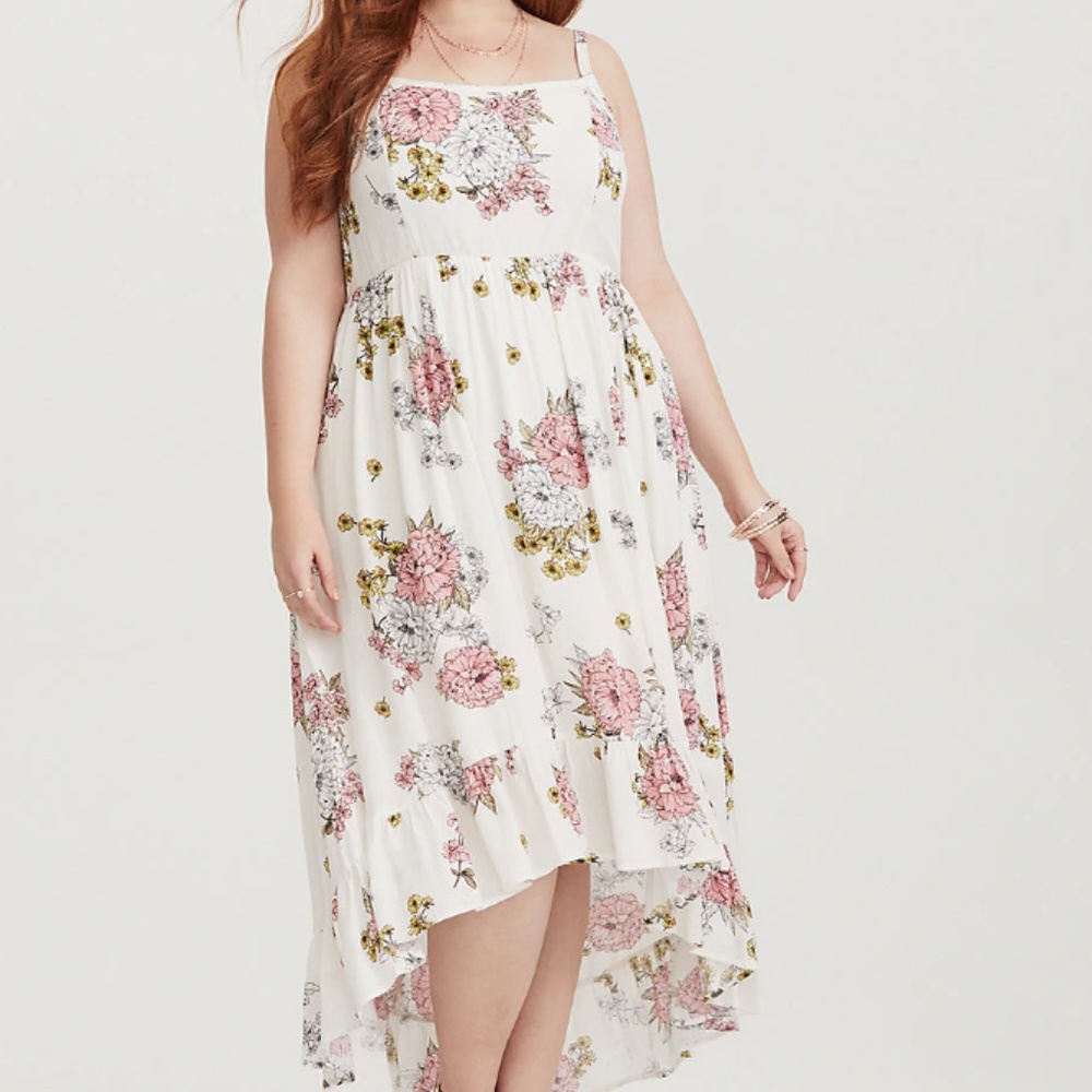 Ivory Floral Gauze Maxi Dress